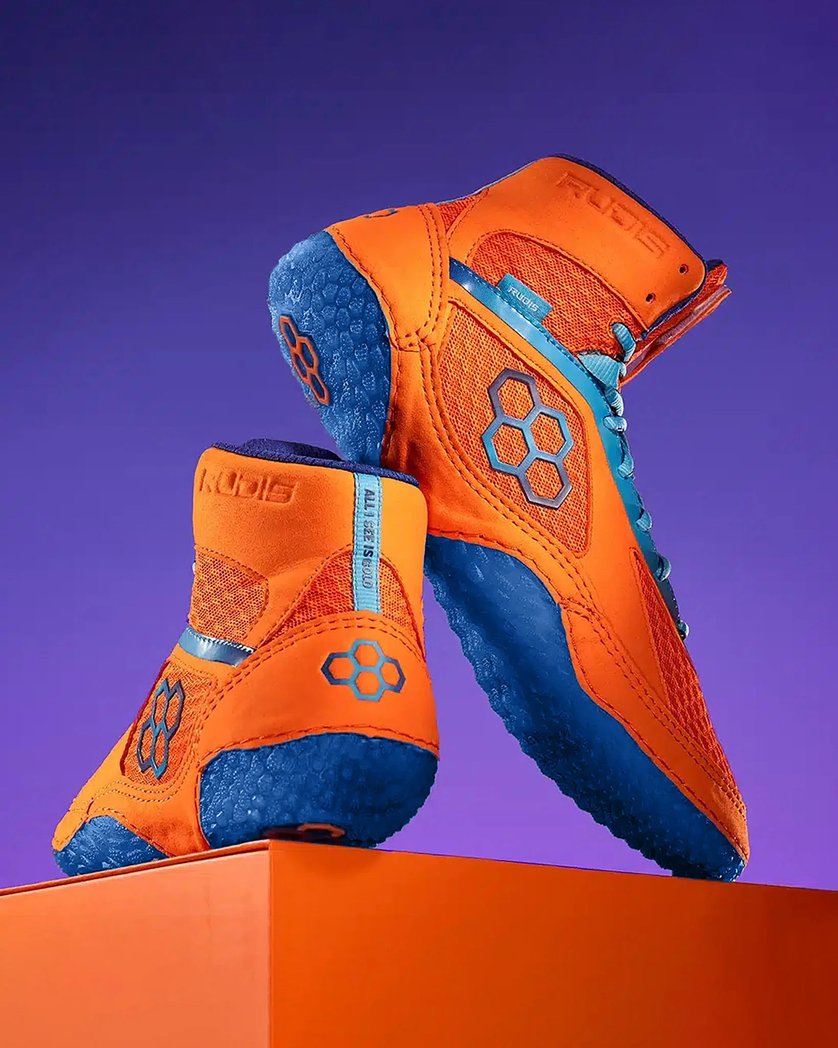 Jordan Burroughs Alpha 2.0 Adult Wrestling Shoes - World Wide Orange - Image 2