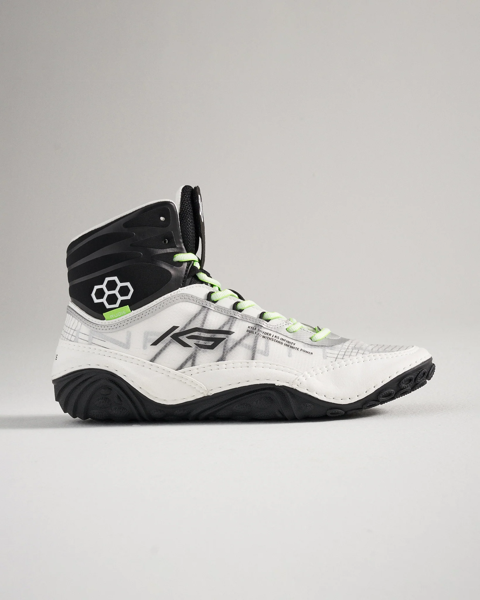 KS Infinity Adult Wrestling Shoes - Yang White/Lime - Image 3