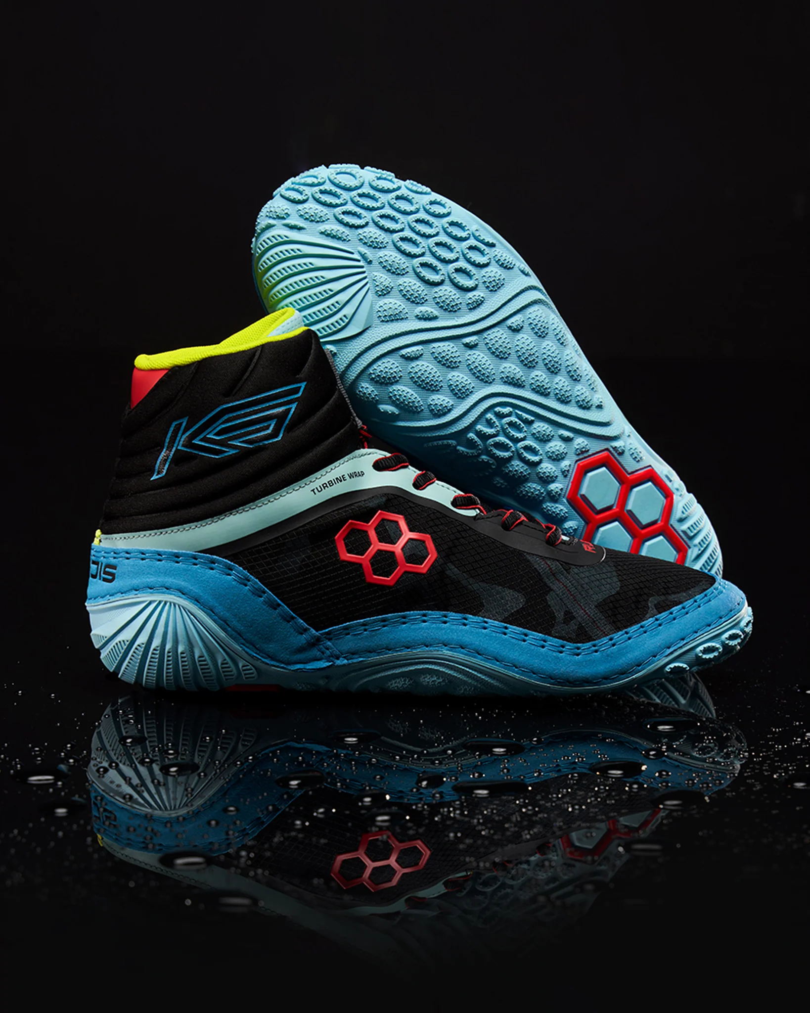 KS Turbine Youth Wrestling Shoes - Poison Blue - Image 2
