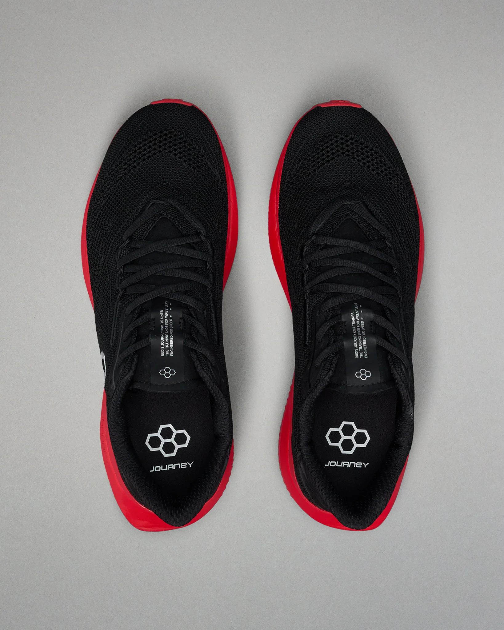 RUDIS Journey Knit Adult Training Shoes - Black/Red - Image 6