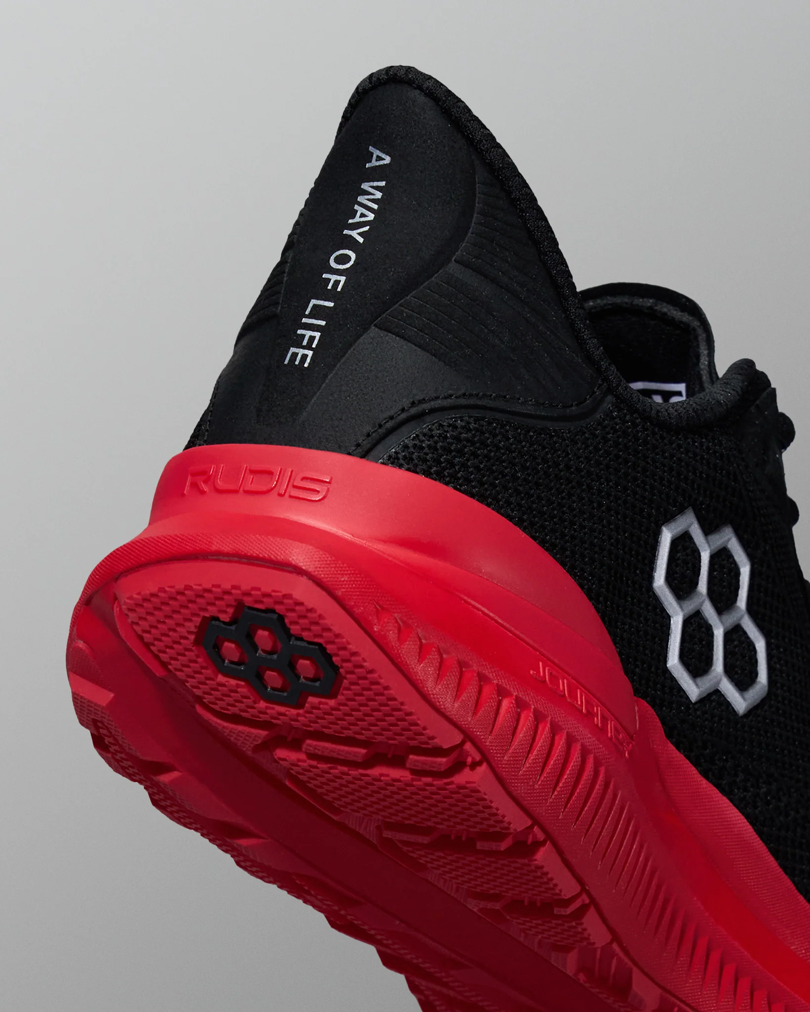 RUDIS Journey Knit Adult Training Shoes - Black/Red - Image 7