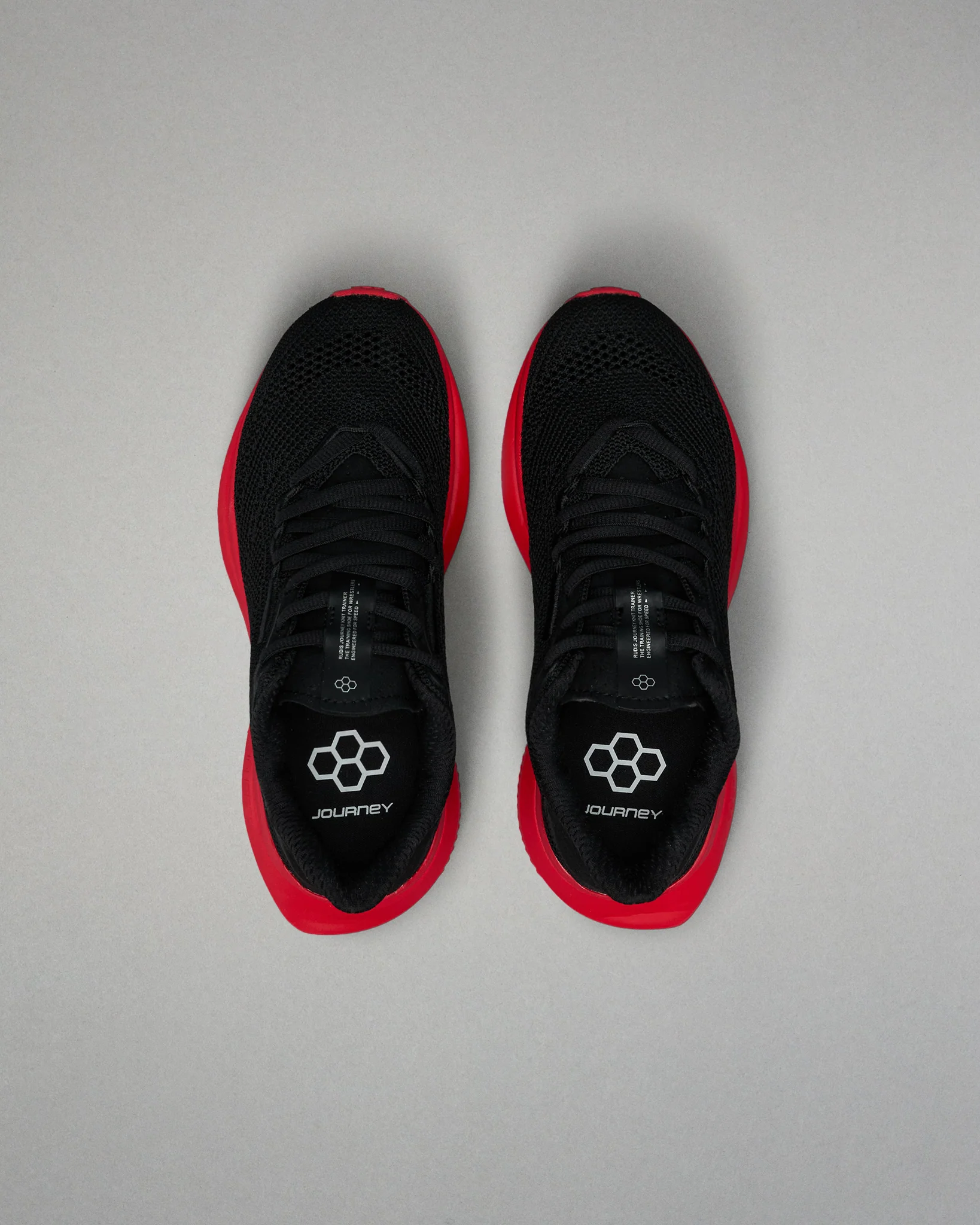 RUDIS Journey Knit Youth Training Shoes - Black/Red - Image 5