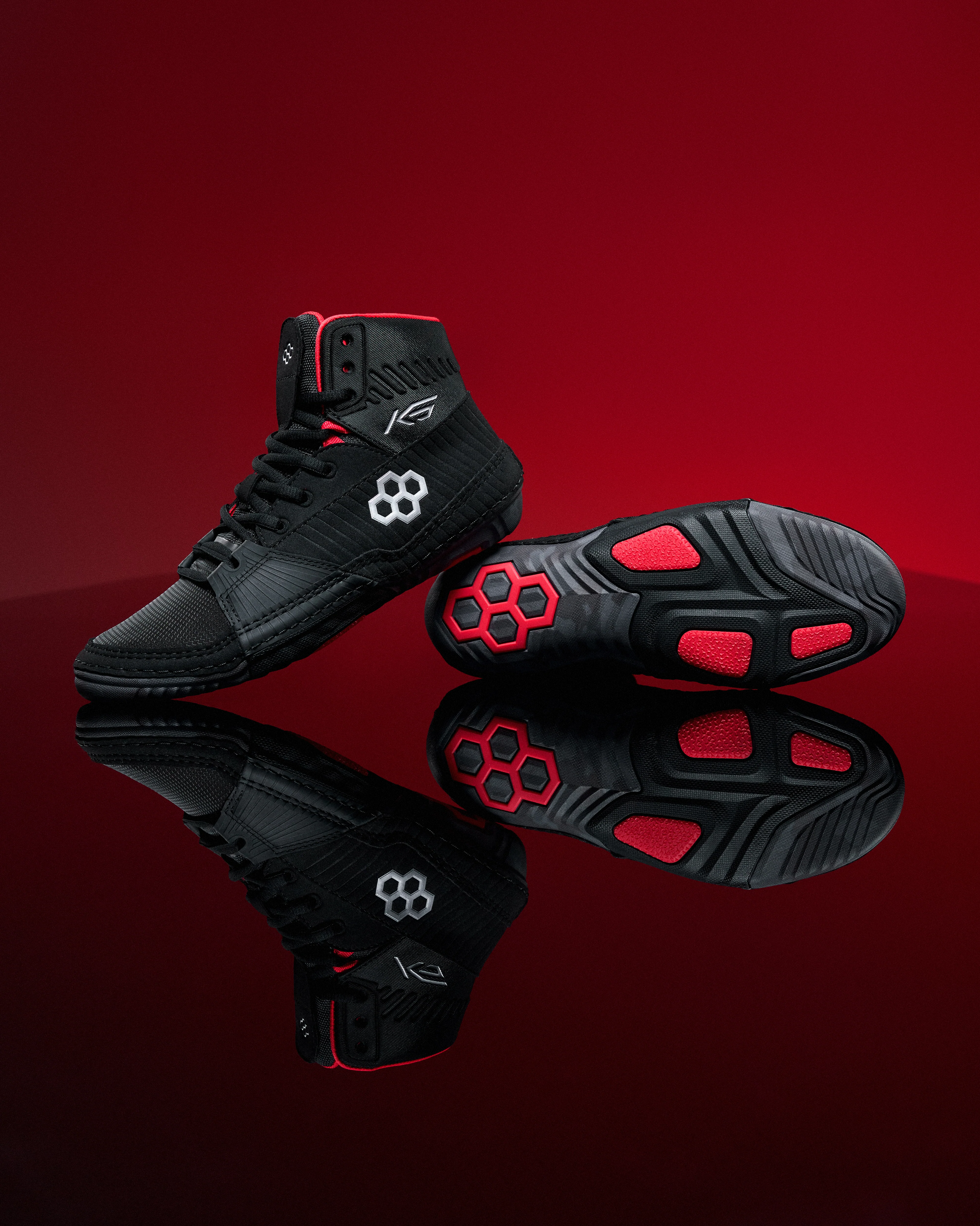 RUDIS KS Power Adult Wrestling Shoes - Black/Red