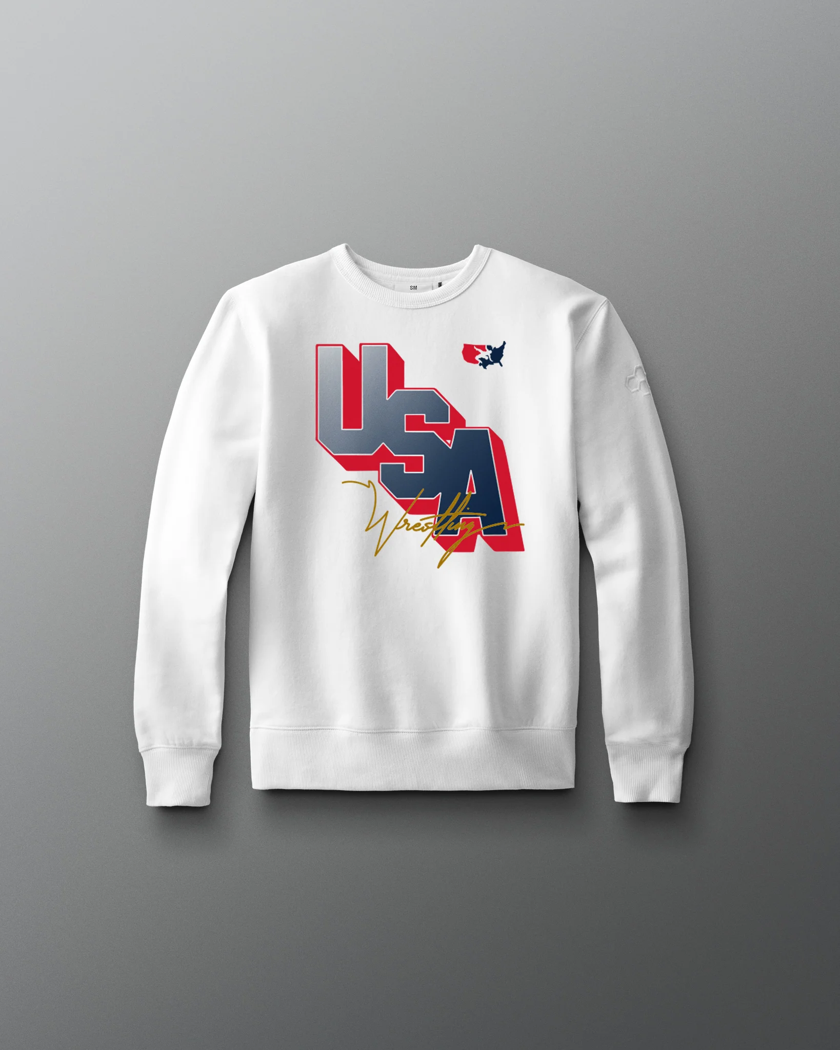 USA Wrestling Block Youth Comfort Fleece Crewneck