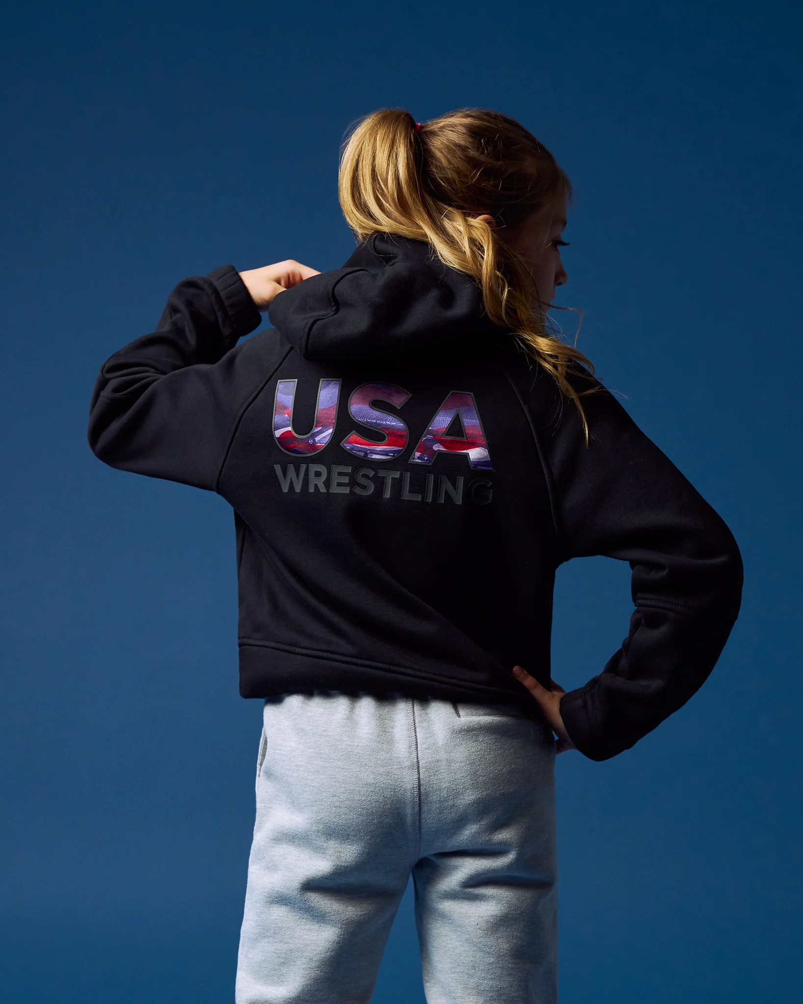 USA Wrestling Boxy Tech Fleece Girl's Hoodie - Image 2