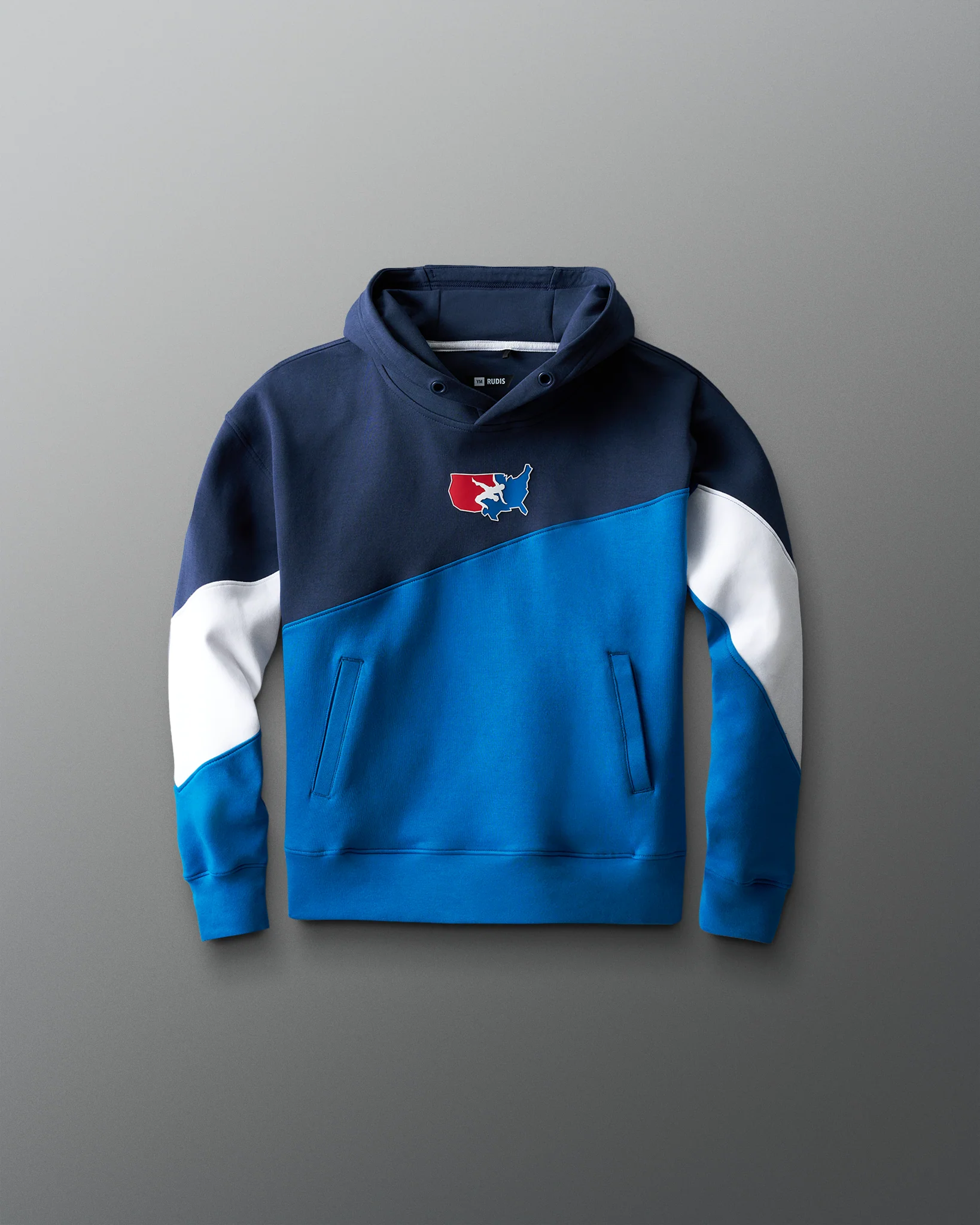 USA Wrestling Colorblock Youth Hoodie - Navy/Blue/White