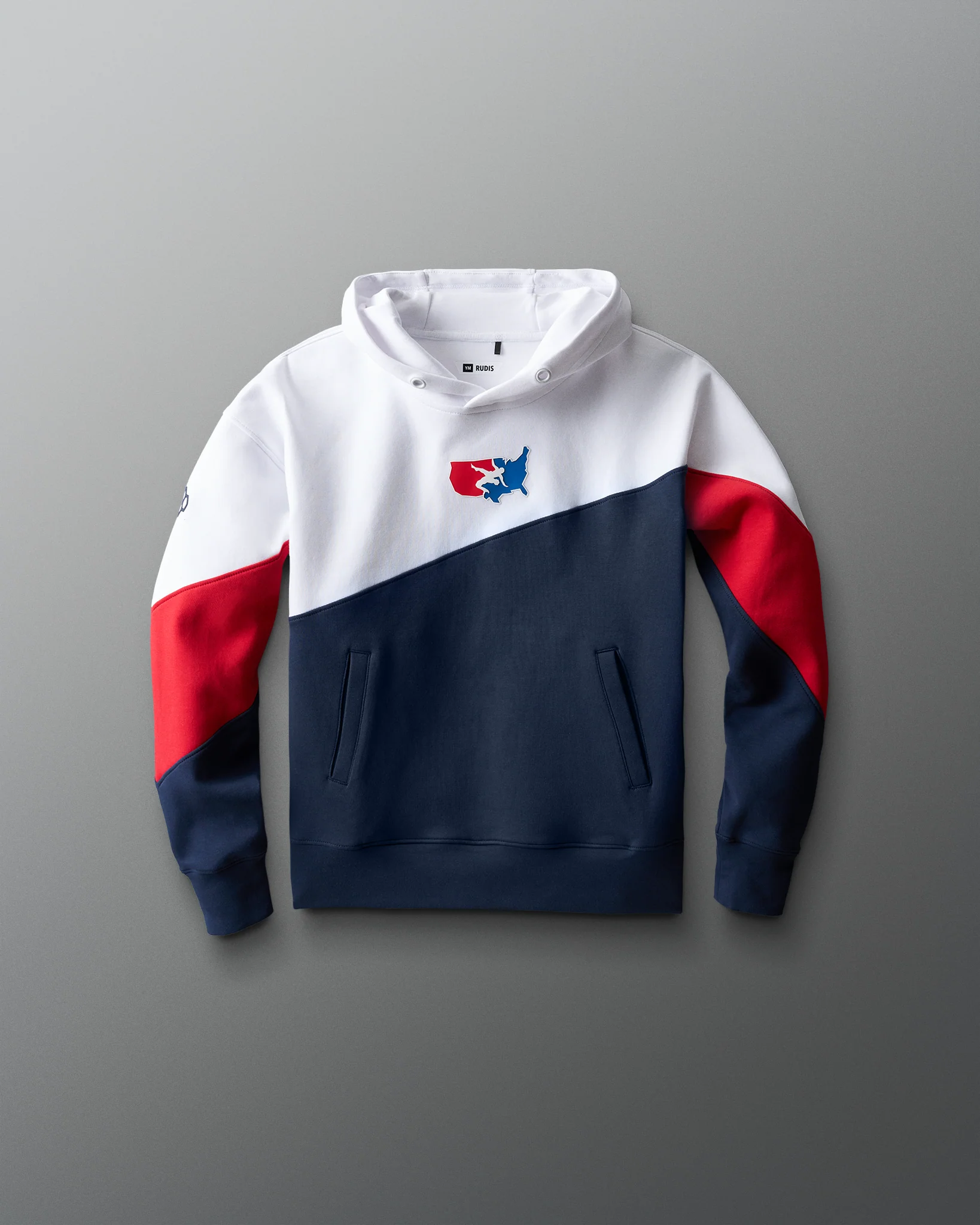 USA Wrestling Colorblock Youth Hoodie - Navy/White/Red