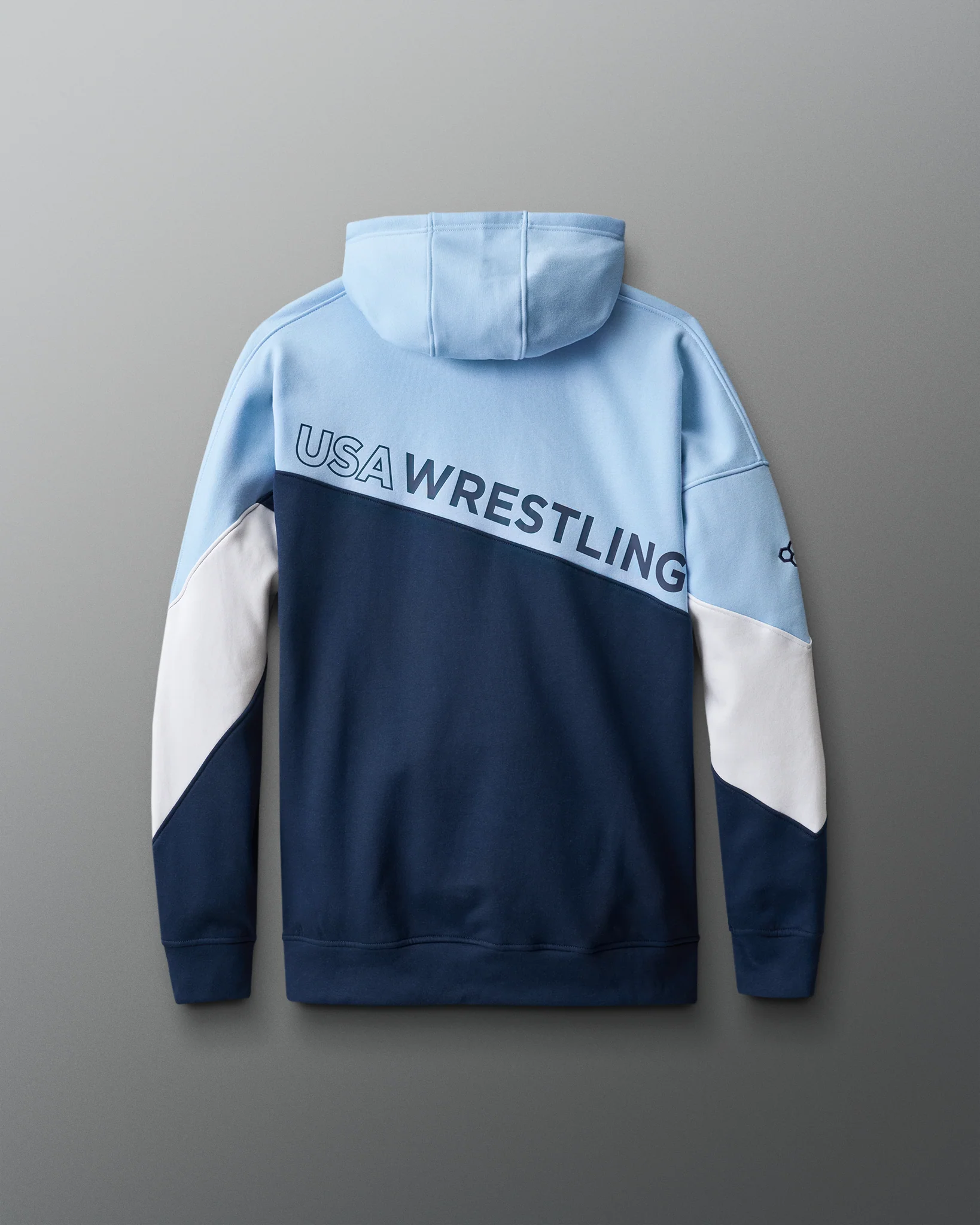 USA Wrestling Fleece Colorblock Hoodie - Navy/Light Blue/White - Image 3