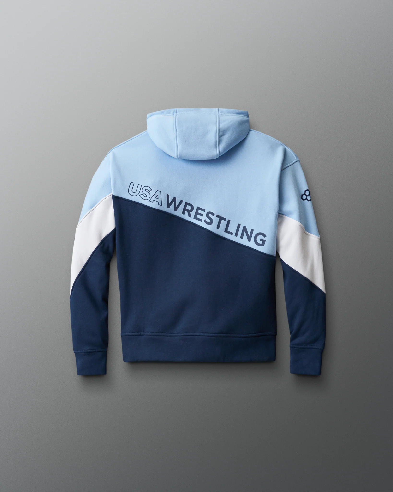 USA Wrestling Fleece Colorblock Youth Hoodie - Navy/Light Blue/White - Image 2