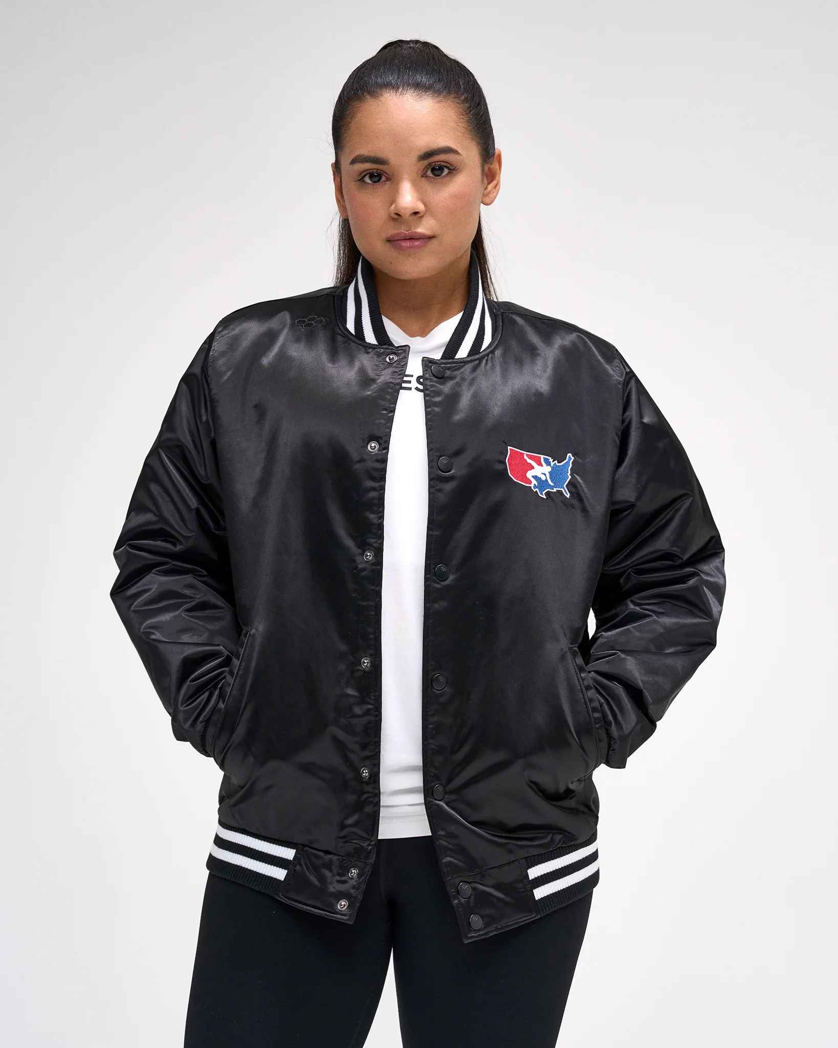 USA Wrestling Logo Satin Jacket - Image 3