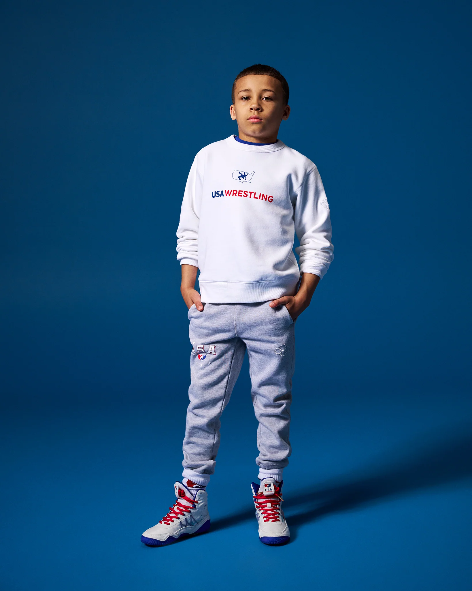 USA Wrestling Logo Youth Comfort Fleece Crewneck