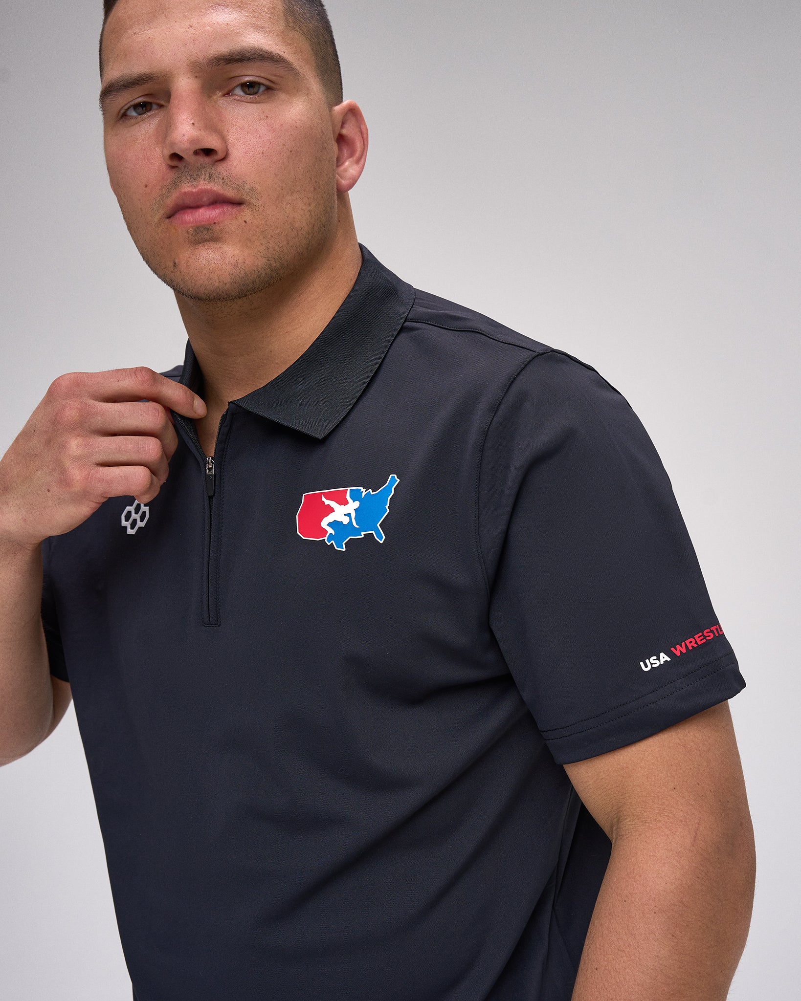 USA Wrestling Stretch Pique Zip Polo - Image 2