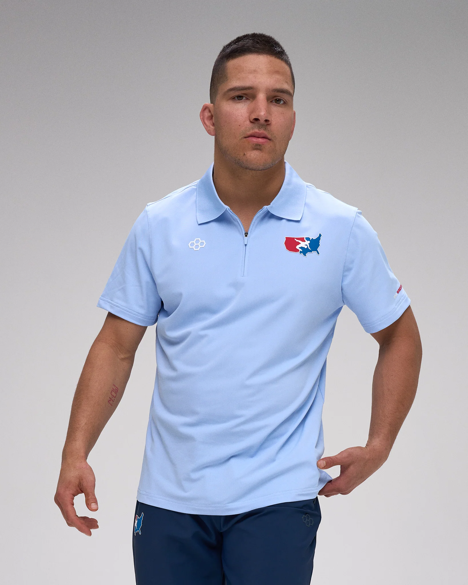 USA Wrestling Stretch Pique Zip Polo - Image 4