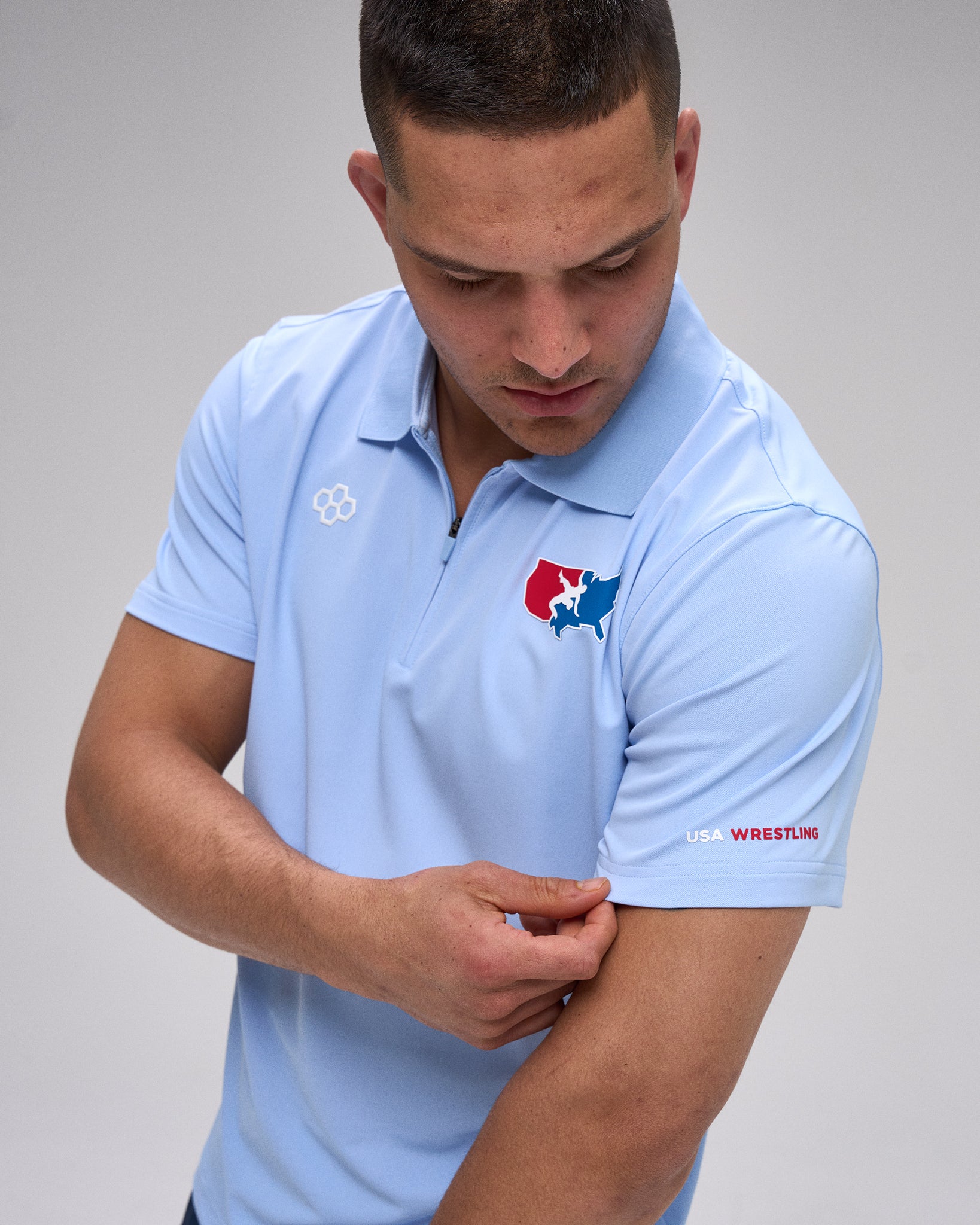 USA Wrestling Stretch Pique Zip Polo - Image 5