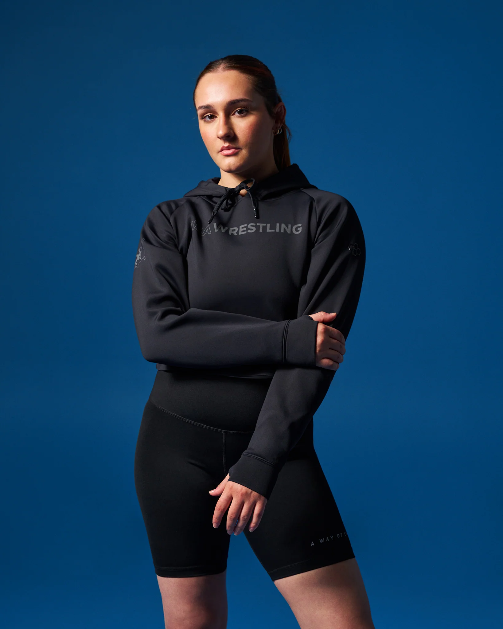 USA Wrestling Wordmark COOL-FEEL Women's Cropped Hoodie - Image 3
