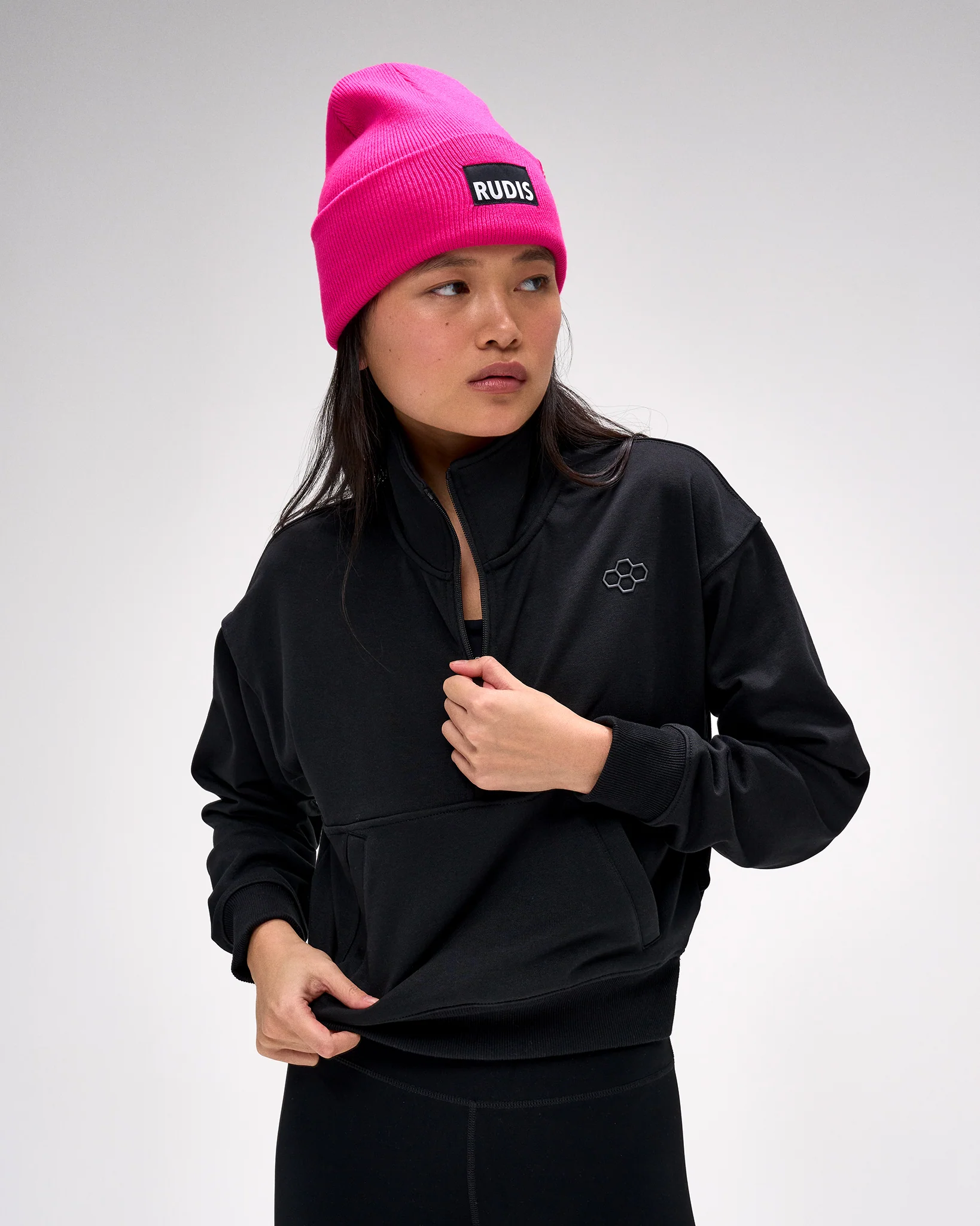 Women's Luxe Terry 1/4 Zip - Black