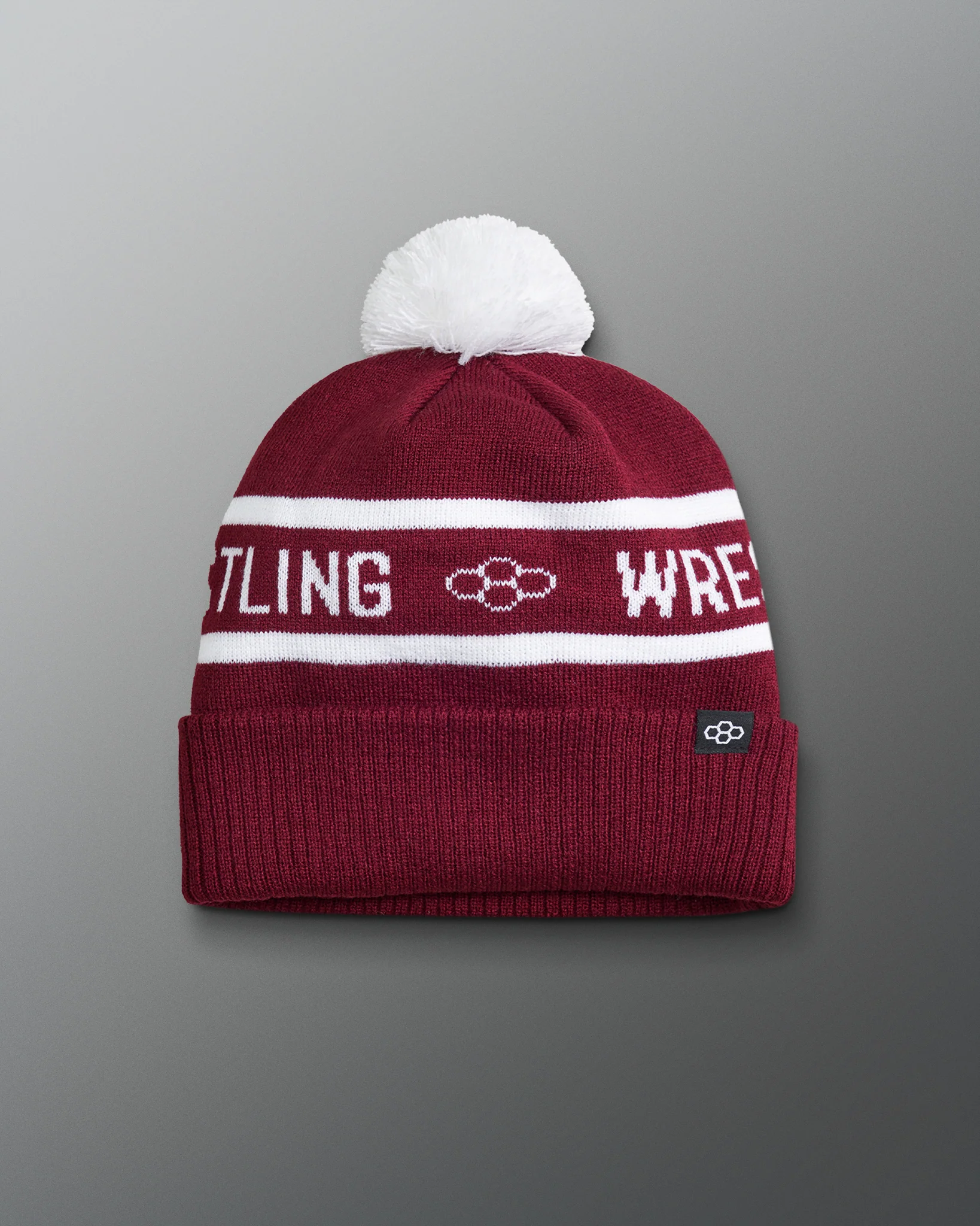 Wrestling Fold Over Beanie - Maroon/White