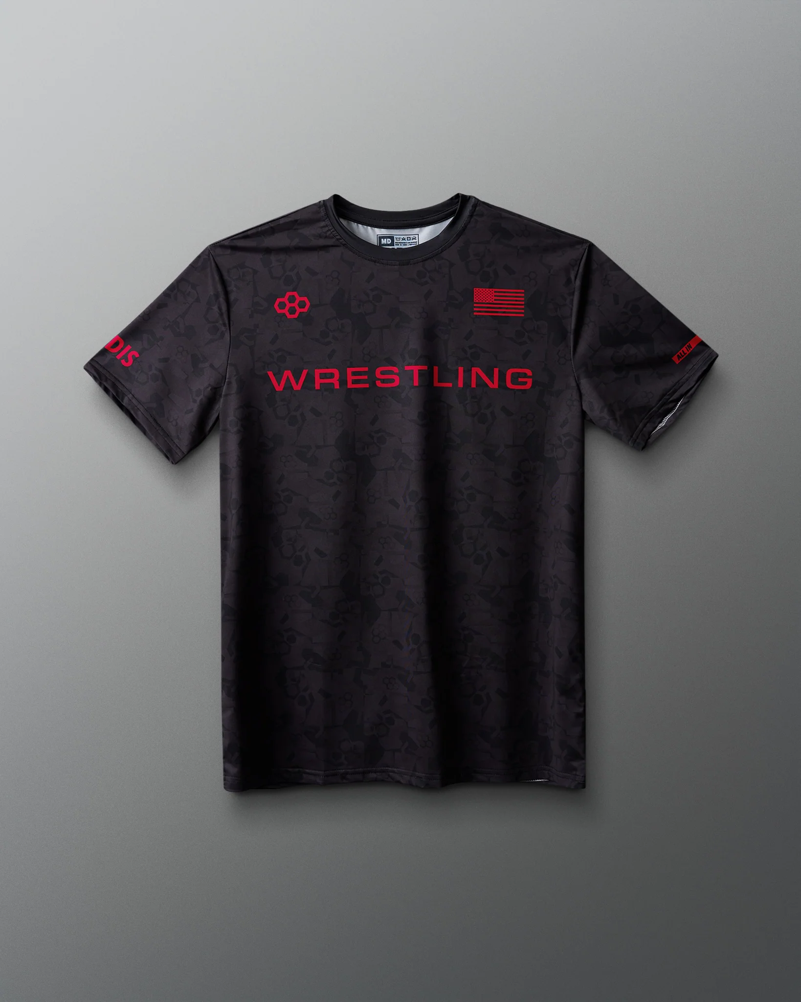Wrestling Wordmark Black Camo Sublimated T-Shirt - Image 13