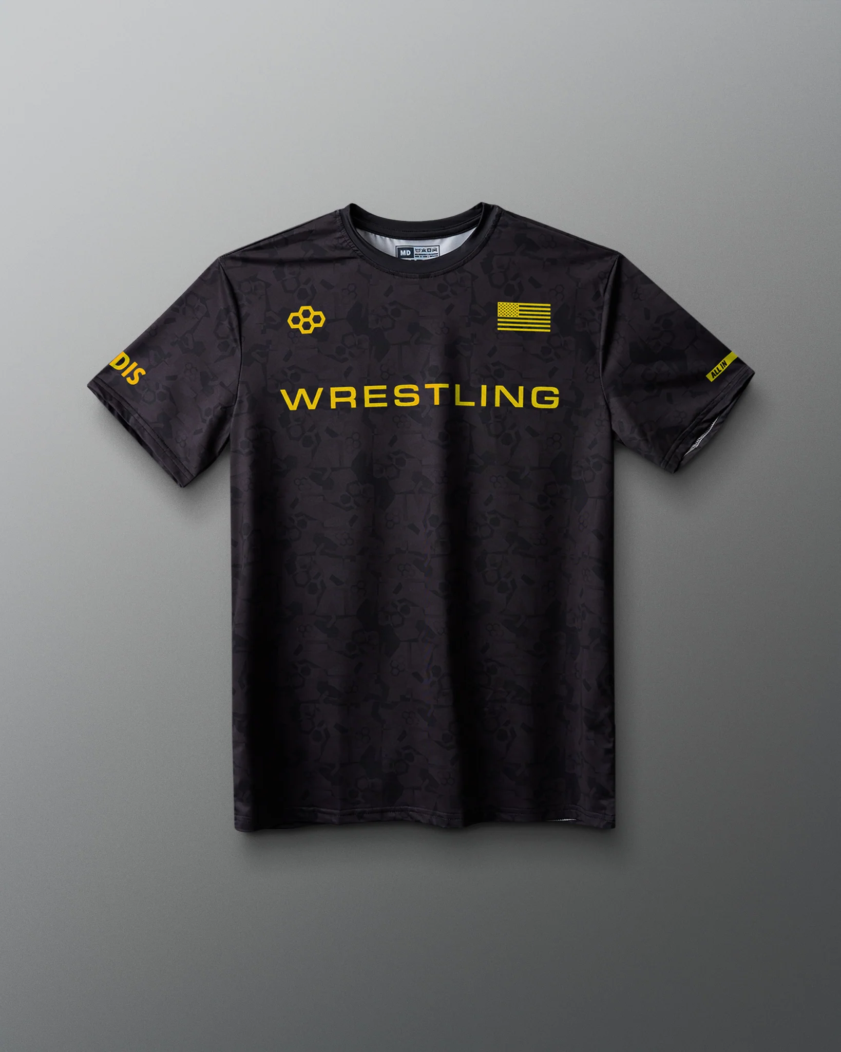 Wrestling Wordmark Black Camo Sublimated T-Shirt - Image 17