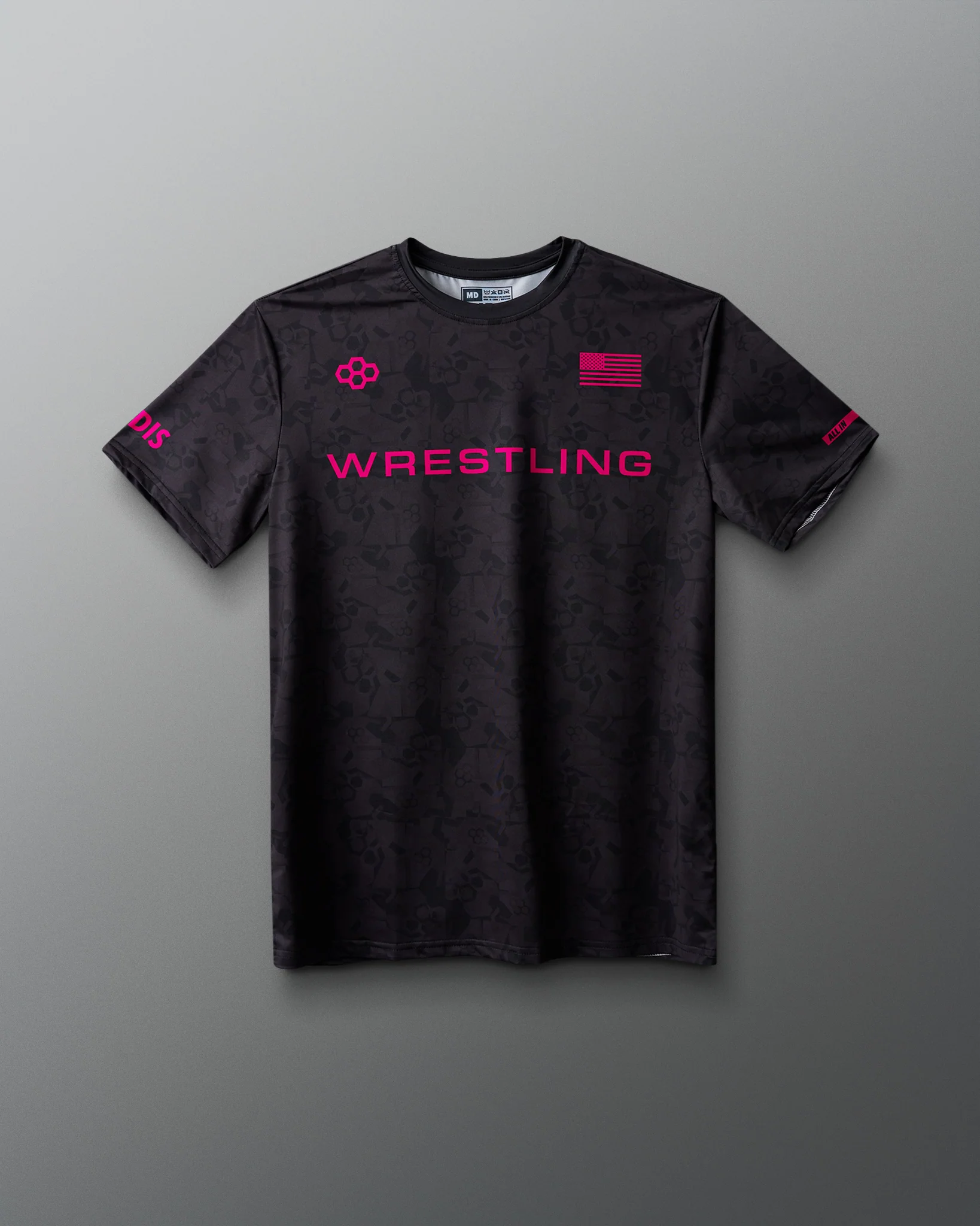Wrestling Wordmark Black Camo Sublimated T-Shirt - Image 2