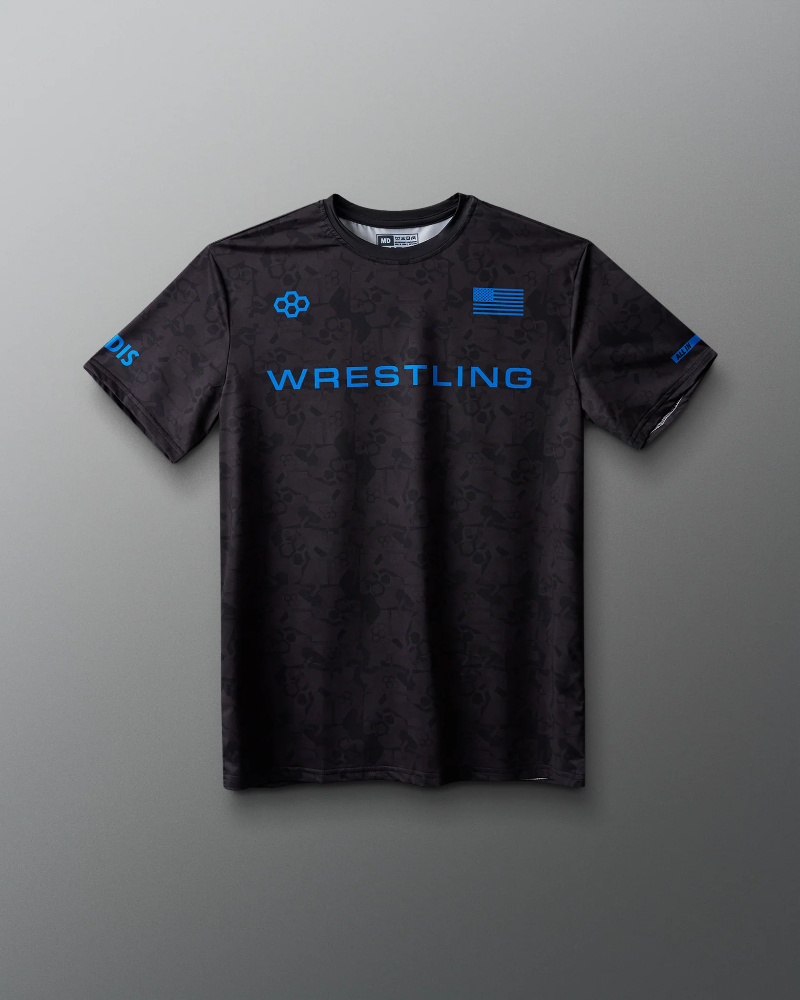 Wrestling Wordmark Black Camo Sublimated T-Shirt - Image 3