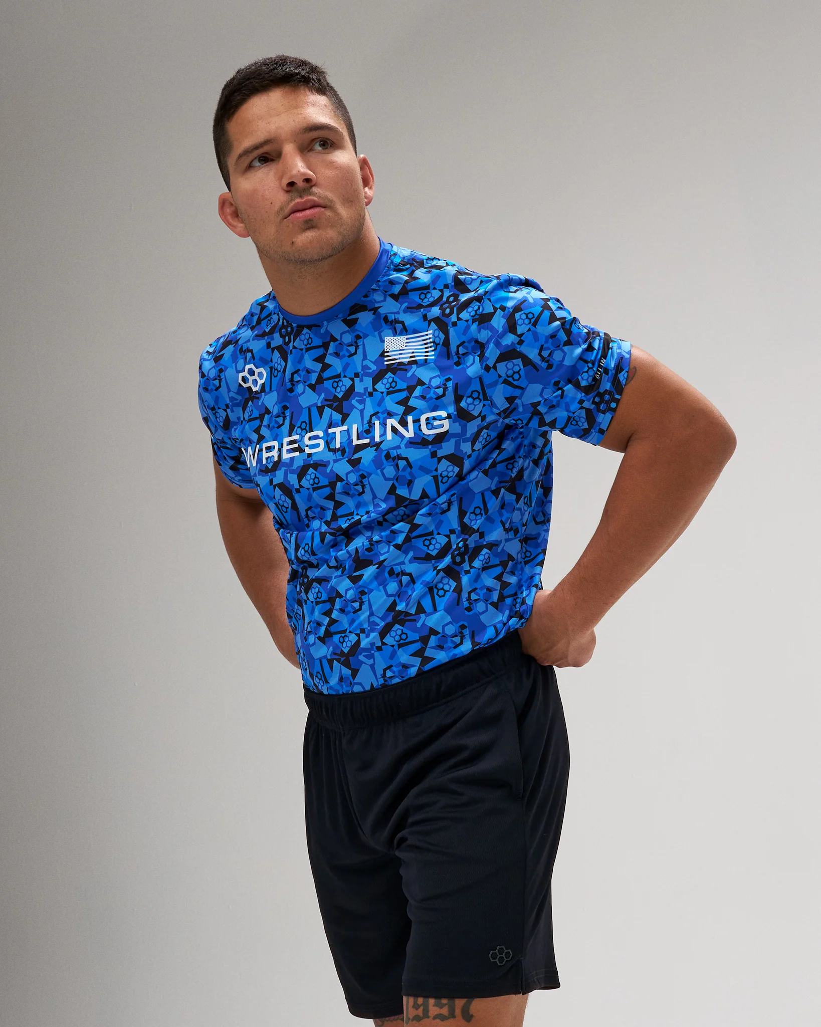 Wrestling Wordmark Camo Sublimated T-Shirt
